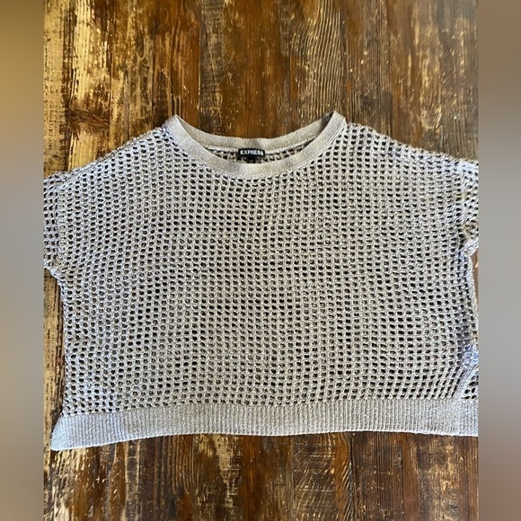 Express cropped open knit top with silver thread - Picture 8 of 10